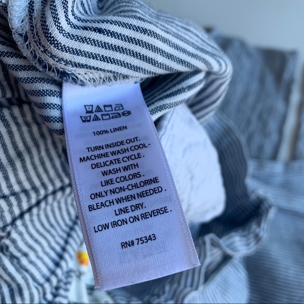 C&C California 100% Linen Pants Pull On Striped Tie Waist Size Small - Picture 4 of 5